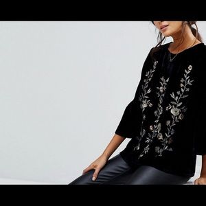 New Look Velvet Top with Embroidery